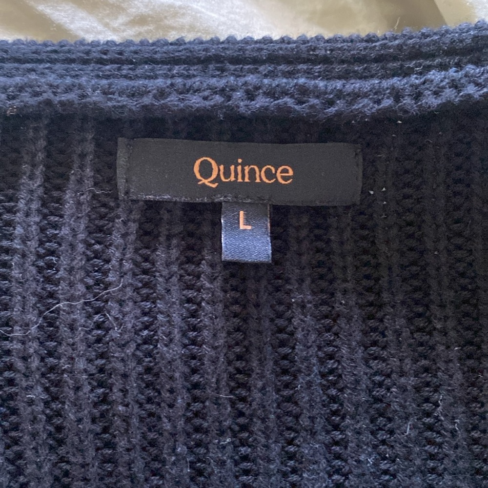 Quince Black Organic Cotton V-Neck Ribbed Sweater - Picture 2 of 4